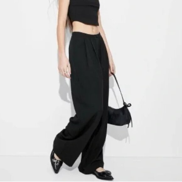 Wild Fable Black Wide-Leg Trousers High Waist Pleated Dress Pants – Size Small - Picture 1 of 6